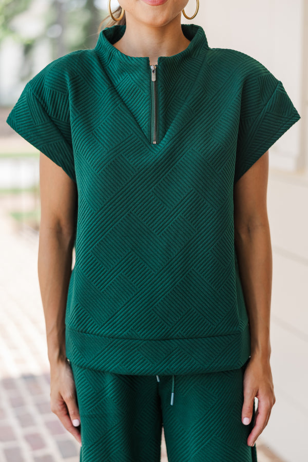 Feeling The Love Forest Green Textured Top