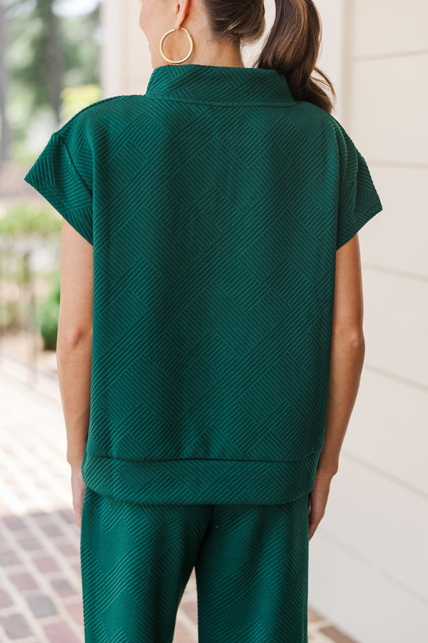 Feeling The Love Forest Green Textured Top