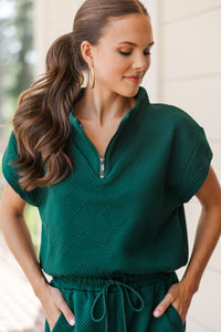 Feeling The Love Forest Green Textured Top