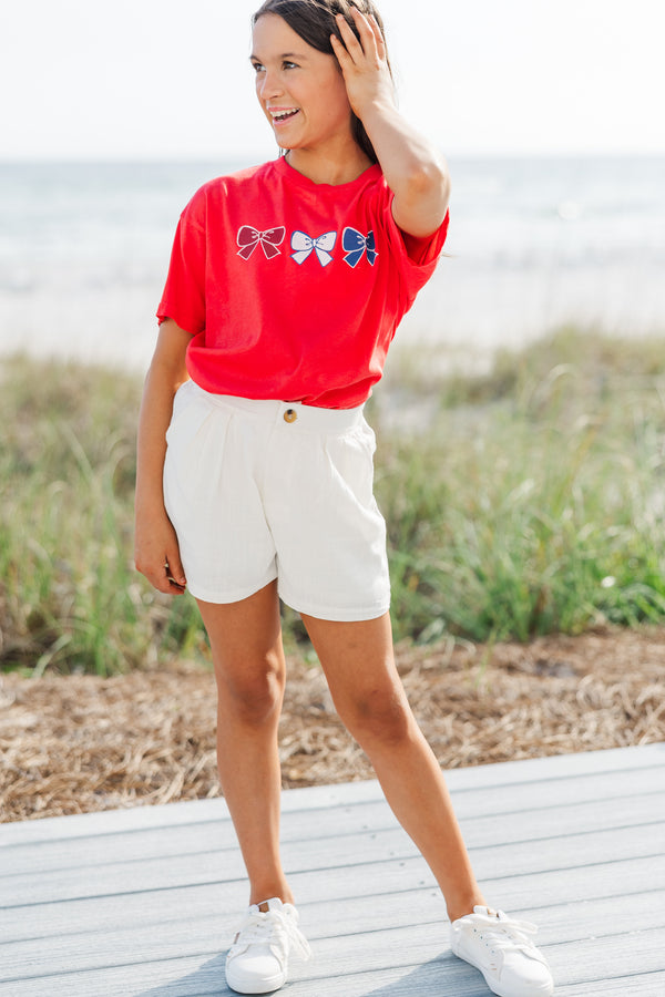 Girls: Red White & Bowtiful Red Graphic Tee