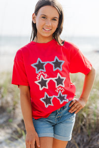 Girls: Star Of The Show Red Oversized Graphic Tee