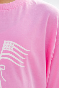 Girls: Home Of The Brave Pink Oversized Graphic Tee