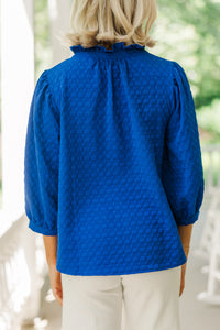 All Up To You Royal Blue Textured Blouse