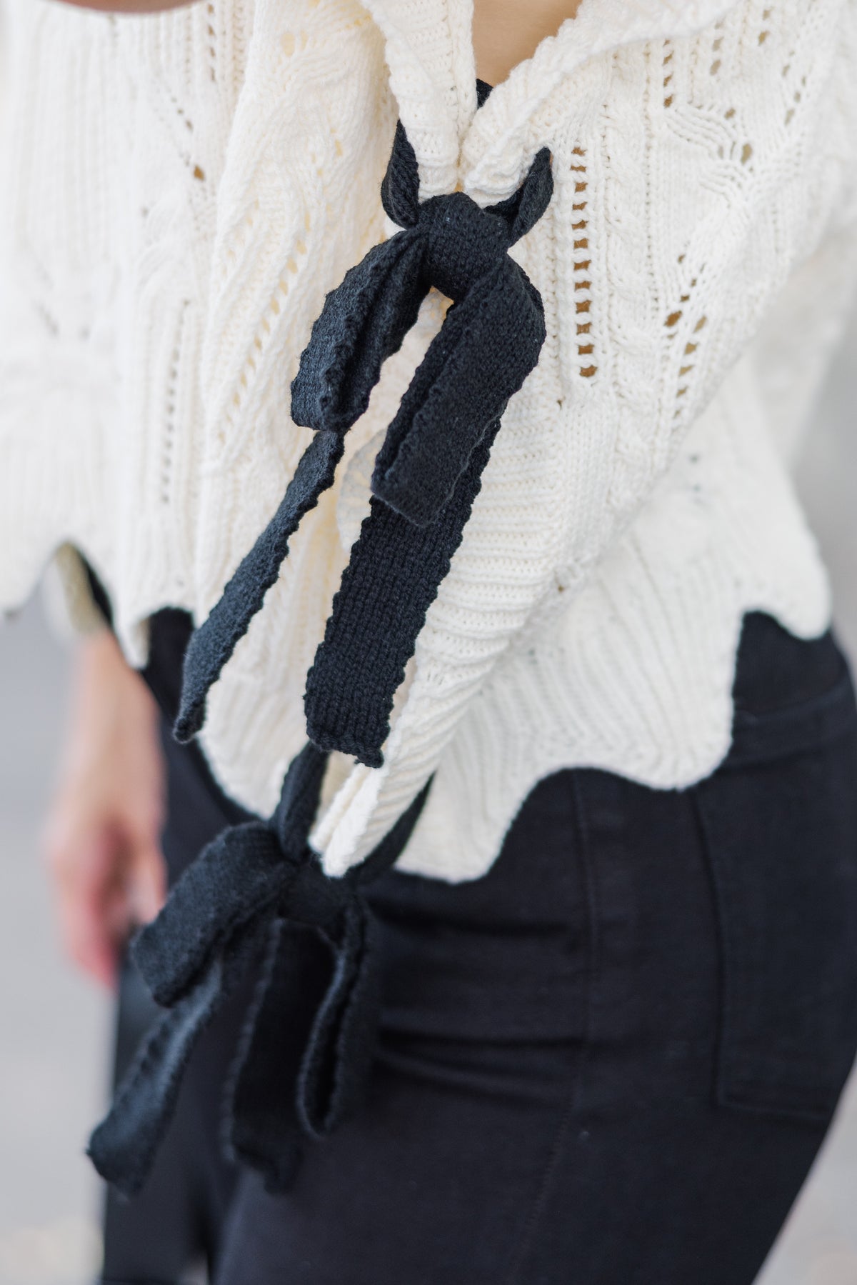Crushing on You Frayed Sweater- White
