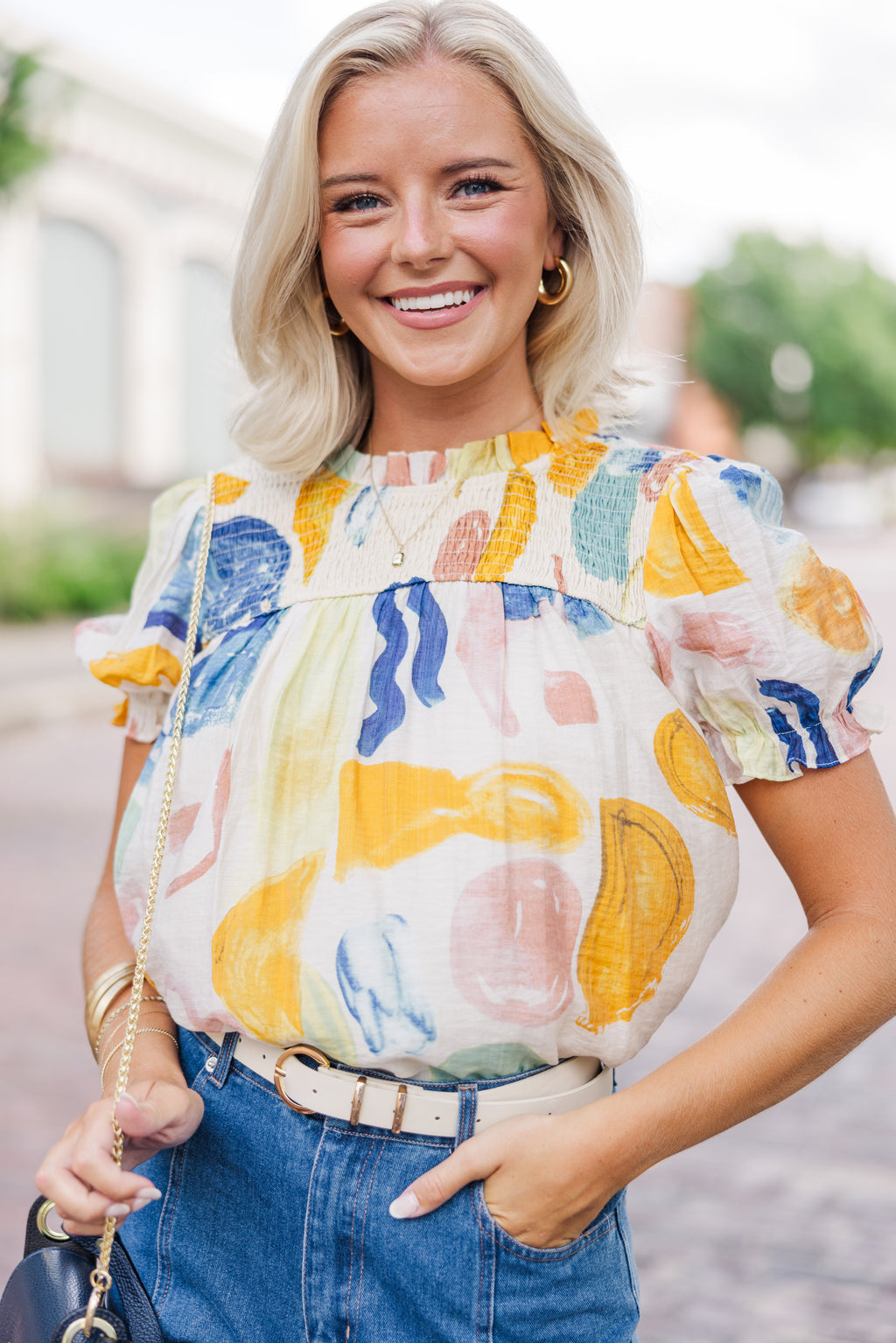 Be There For You Yellow Abstract Blouse – Shop the Mint