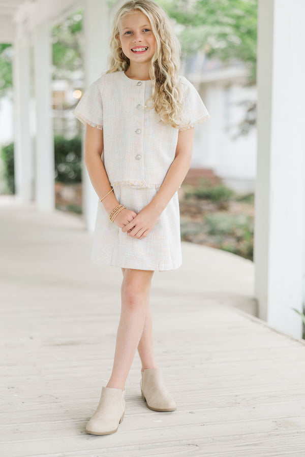 Girls: All In Cream Tweed Blouse