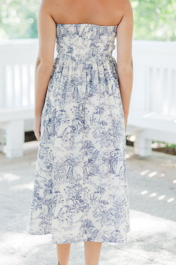 All About You Blue Toile Midi Dress – Shop the Mint