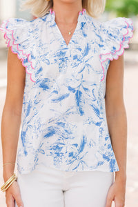 Win Your Love Blue Toile Blouse
