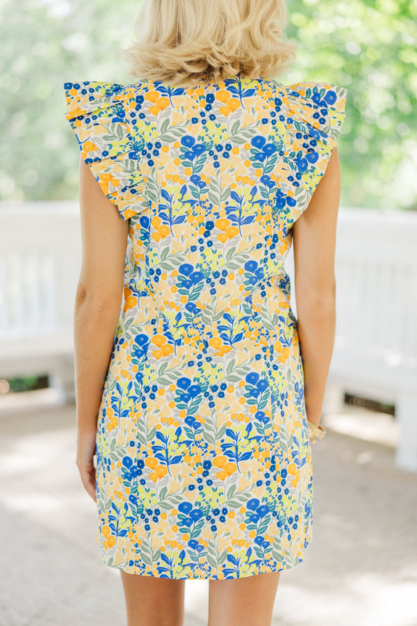 Know Your Strengths Yellow Ditsy Floral Dress