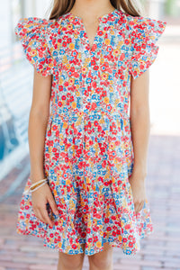 Girls: At This Time Red Ditsy Floral Dress