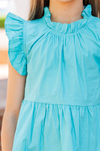 Girls: What Dreams Are Made Of Aqua Blue Ruffled Dress