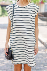 Just The Trick Cream Striped Dress