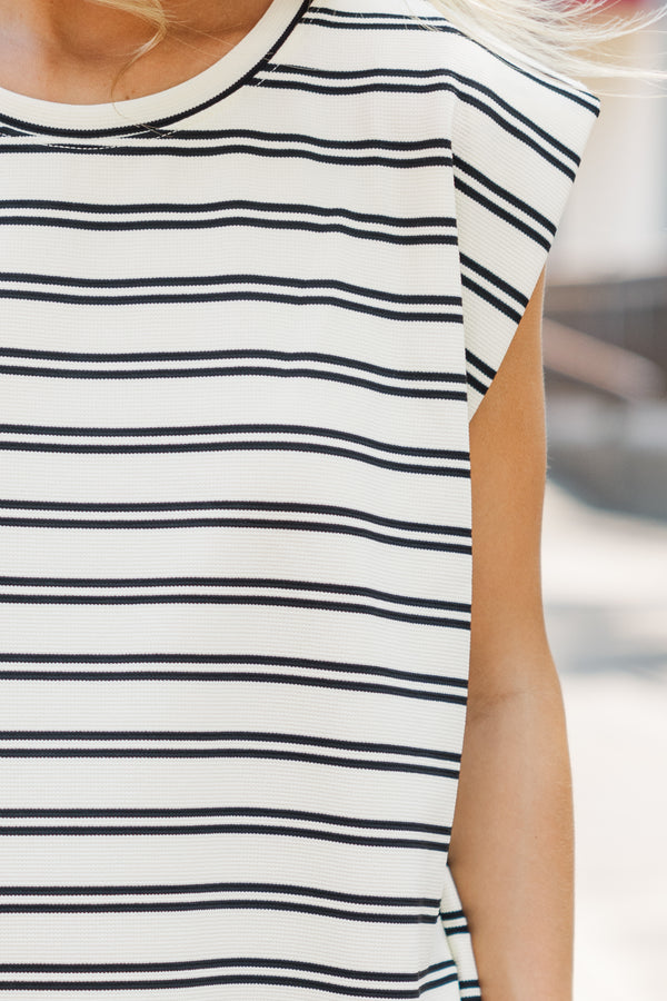 Just The Trick Cream Striped Dress