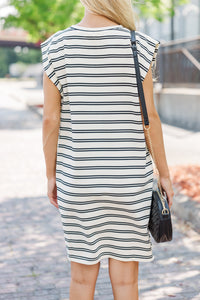 Just The Trick Cream Striped Dress