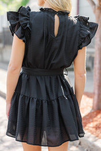 Looking For You Black Textured Dress