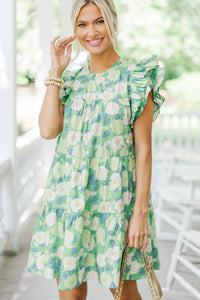 Sweet Nature Green Floral Babydoll Dress