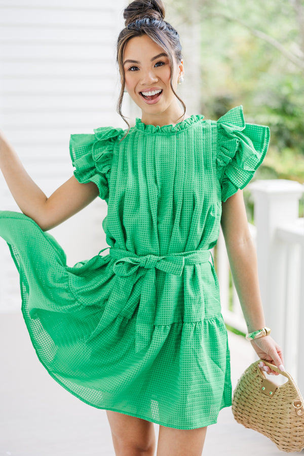 Looking For You Kelly Green Textured Dress
