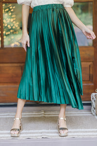 Living In Color Hunter Green Pleated Midi Skirt