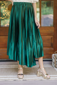 Living In Color Hunter Green Pleated Midi Skirt