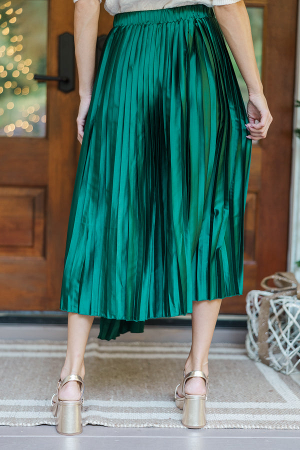 Living In Color Hunter Green Pleated Midi Skirt