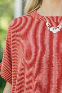 Catch On Rust Orange Ribbed Top