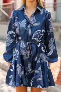 See You There Navy Blue Paisley Dress – Shop the Mint