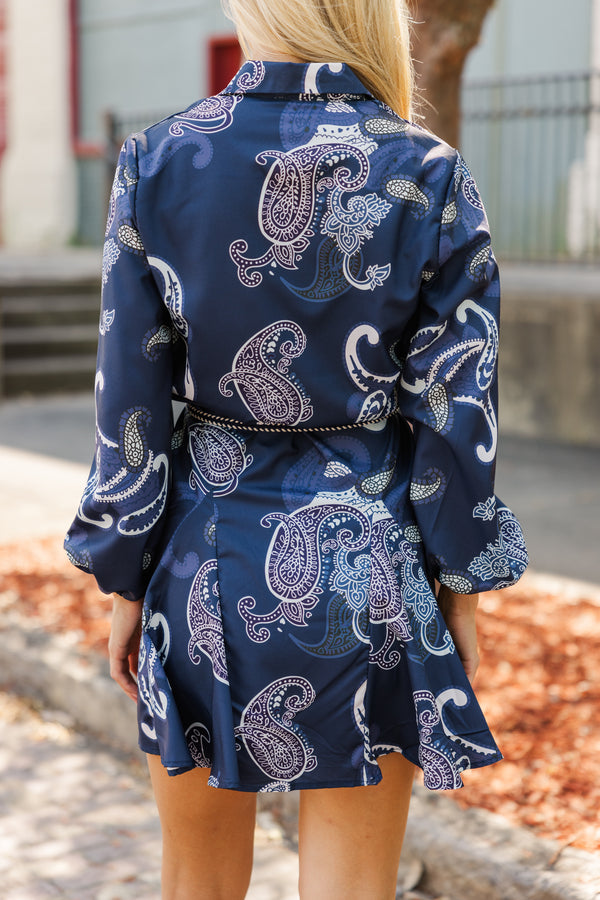 See You There Navy Blue Paisley Dress – Shop the Mint