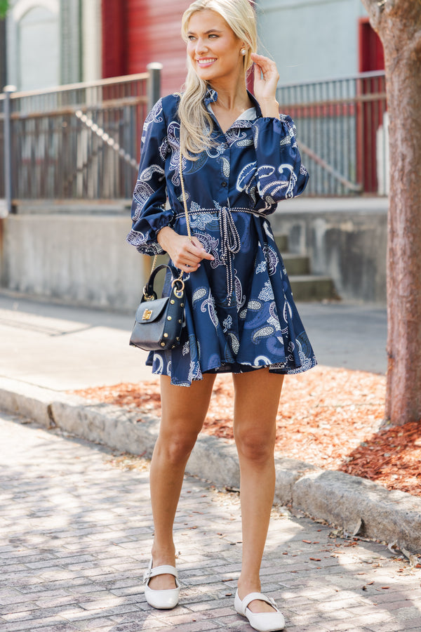 See You There Navy Blue Paisley Dress Shop the Mint See You There Navy Blue Paisley Dress Shop the Mint