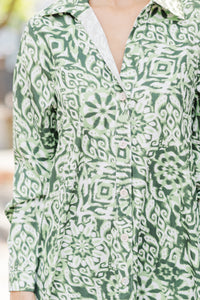 All The Best Green Abstract Midi Dress