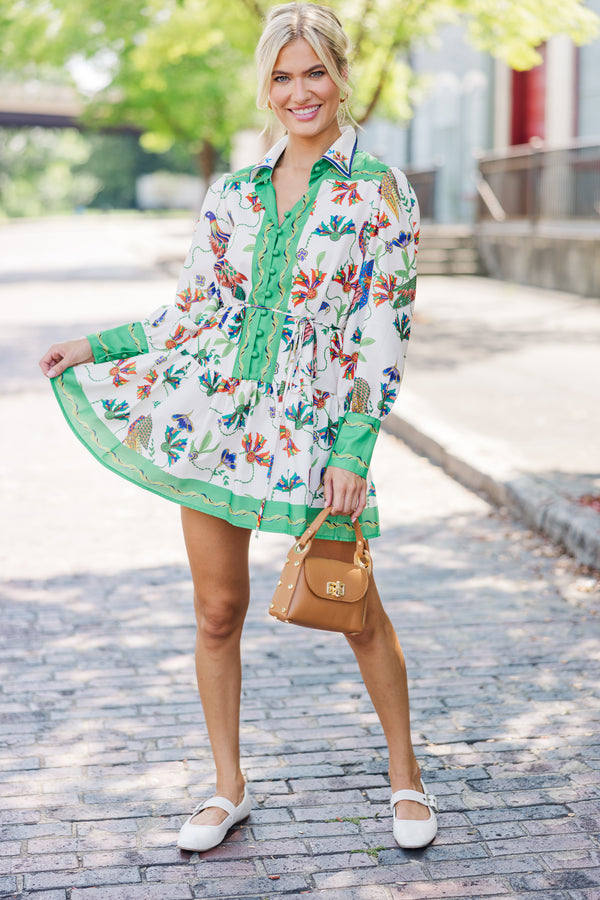 More Than Enough Green Floral Dress