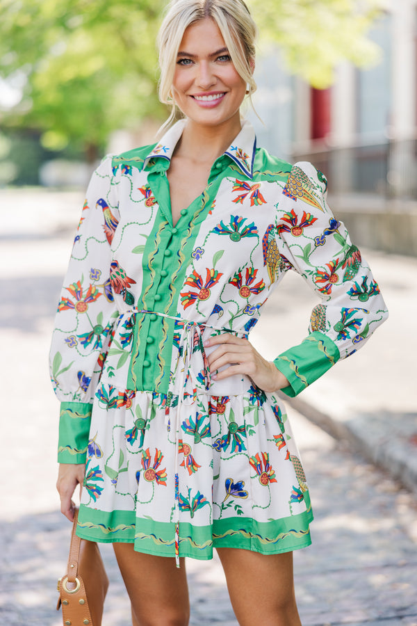 More Than Enough Green Floral Dress