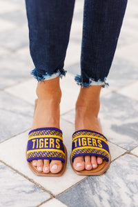 Walk On Purple Tigers Slide Sandals