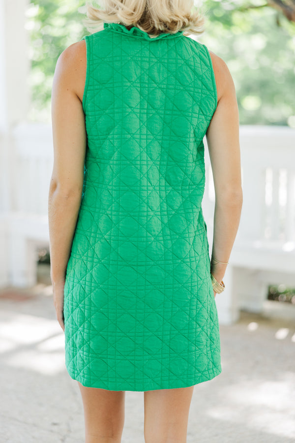 Never Better Green Textured Dress