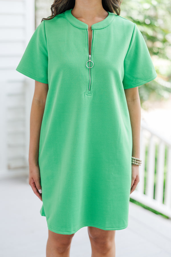 On The Go Green Textured Dress