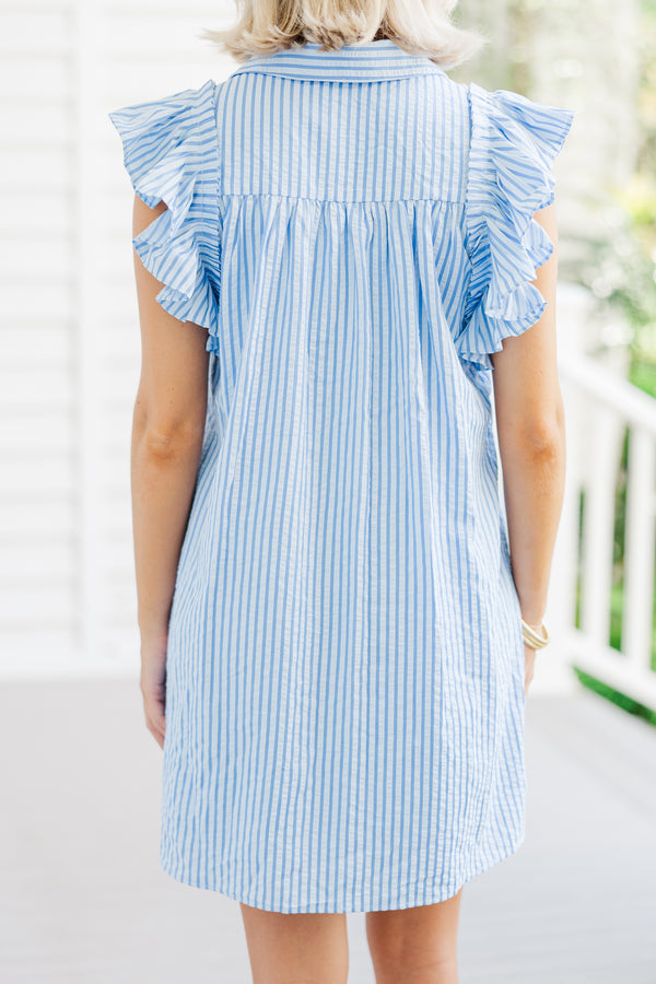 On The Case Blue Striped  Dress