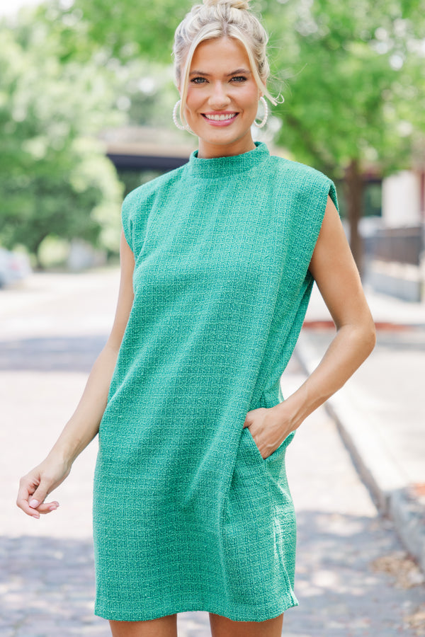 One More Time Green Tweed Shift Dress Shop the Mint