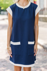 Give You Happiness Navy Blue Contrast Dress