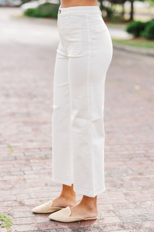 white pants, crop pants, wide leg pants, shop the mint