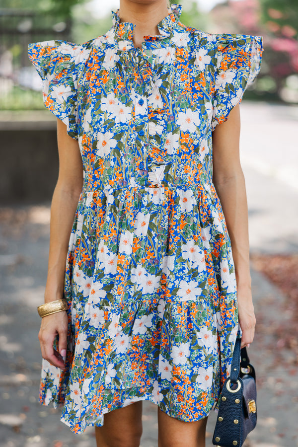 Join The Conversation Blue Floral Dress