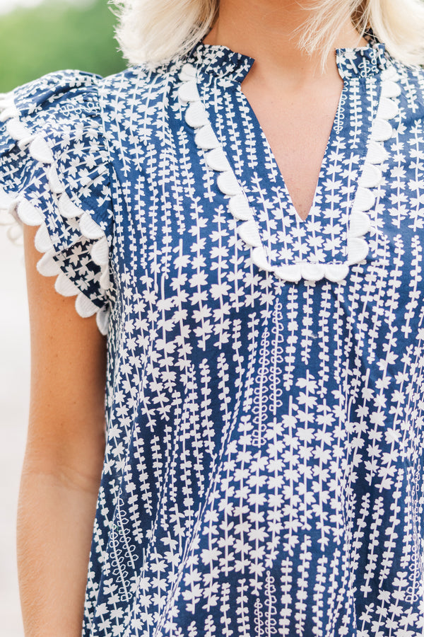 Vintage Navy Garden Floral Tee Blouse main image 0