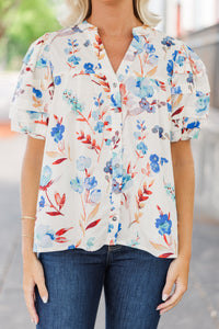 Dream In Color Blue Floral Blouse