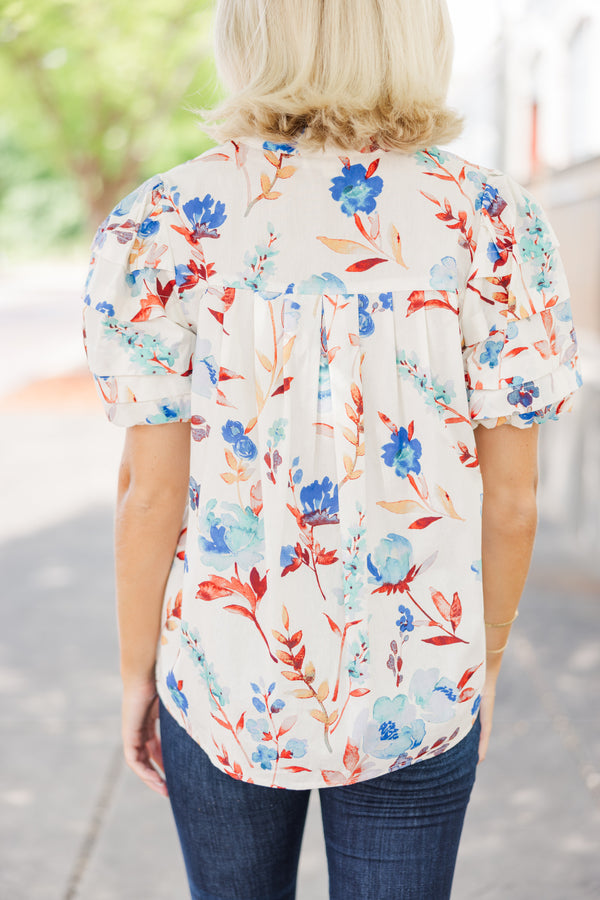 Dream In Color Blue Floral Blouse