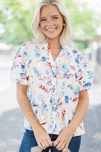 Dream In Color Blue Floral Blouse