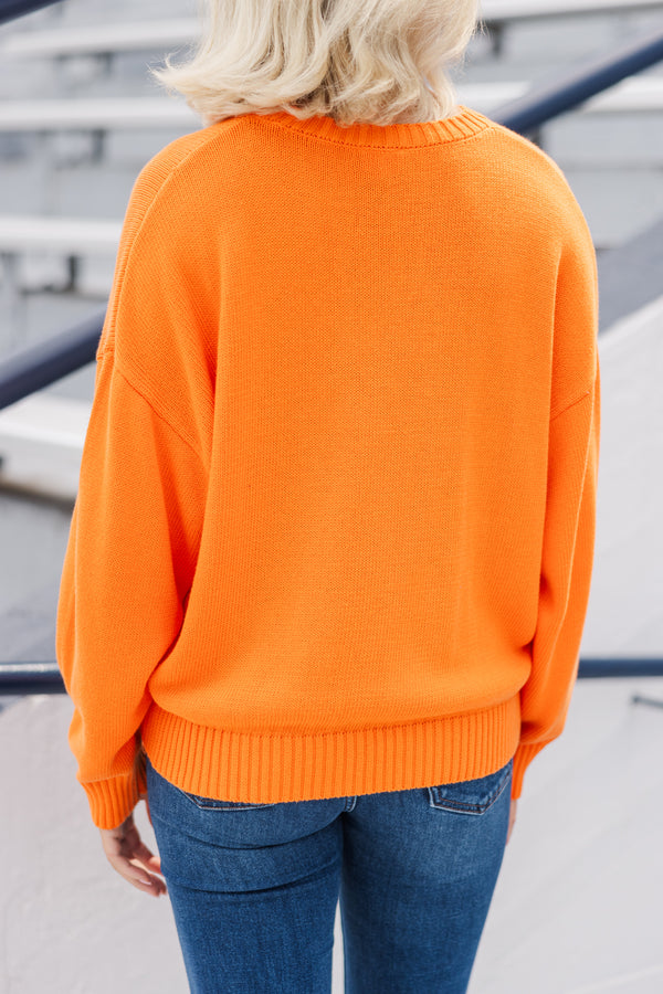 It's A Win Orange Tennessee Script Sweater