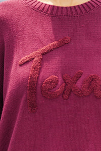 It's A Win Maroon Texas Script Sweater