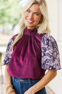 Feeling The Best Wine Red Corduroy Blouse