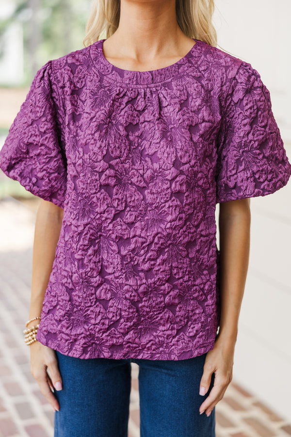 It's Your Love Plum Purple Textured Blouse