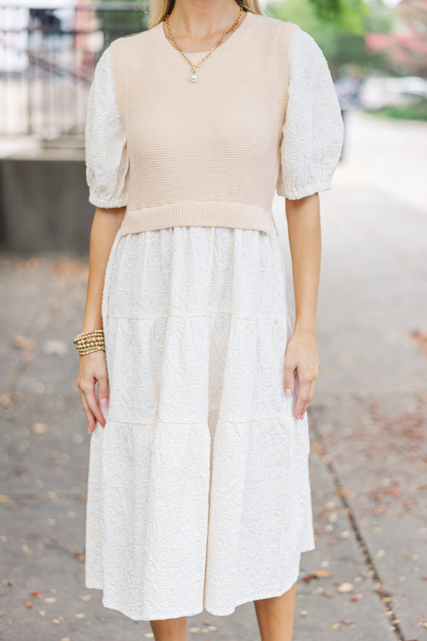 Be Your Own Joy Camel Layered Midi Dress