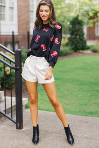 Live Your Life Black Football Sequin Top