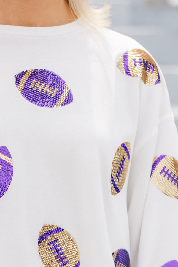 Live Your Life Purple Football Sequin Top